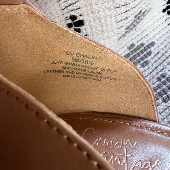 Crown Vintage Tan and Gold Wedge Sandals, size 8 - Picture 10 of 10